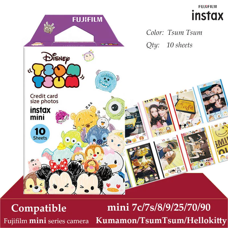 Fujifilm Instax Мини пленка Tsumtsum 10 листов fr Mini 9 8 + 7 s 70 90 25 мгновенный Polariod камера принтер