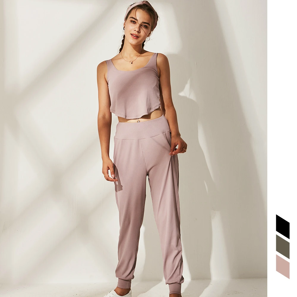 

New Fashion Yoga Set Solid Sports Wear for Women Gym Fitness Clothing Comfortable Breathable Loose Sport Suit Women Active Wear