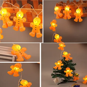

String Lights Christmas Gingerbread Men String Lights 3D Gold Plastic 64 Inch Indoor Home Decoration Accessories Lighted