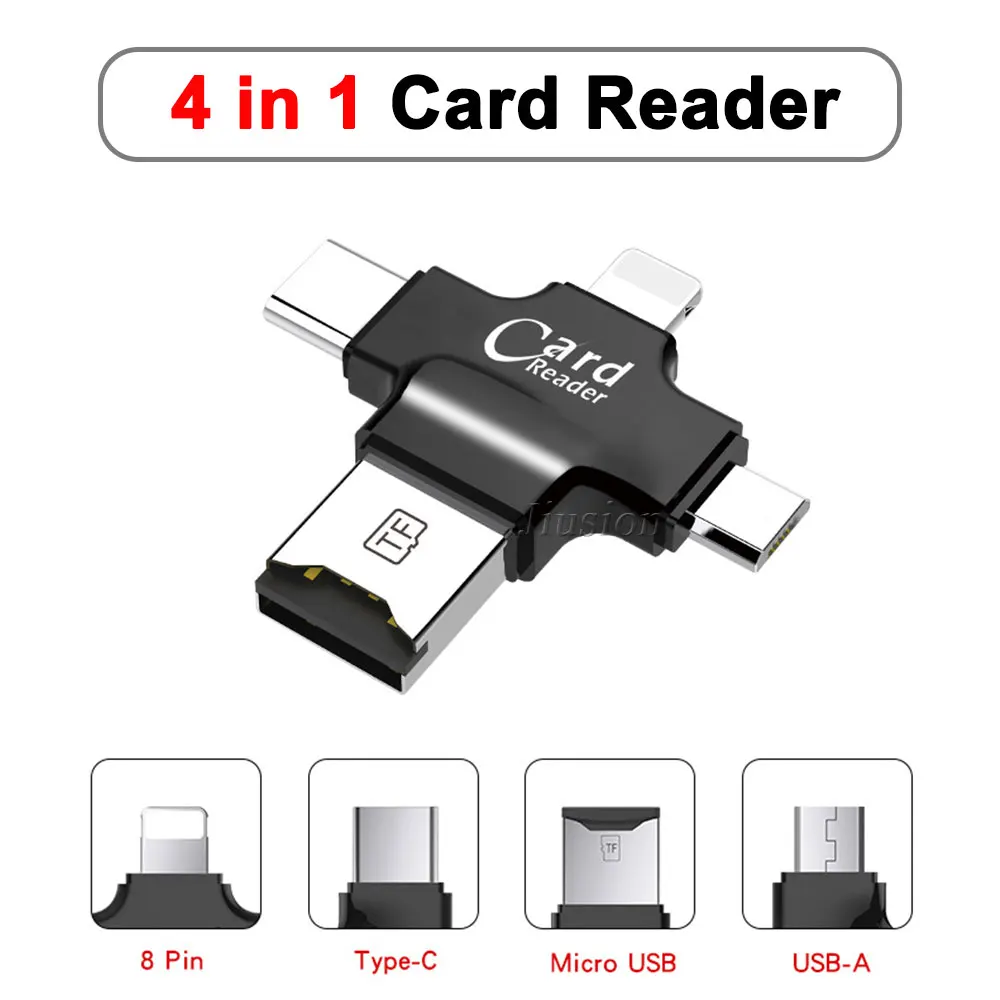 

4 In 1 Card Reader for Type-c/Lightning/Micro USB/USB2.0 Memory Micro SD Reader Android iPad/iPhone 7 Plus 6S 5S OTG Convertor