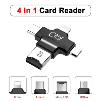 

4 In 1 Card Reader for Type-c/Lightning/Micro USB/USB2.0 Memory Micro SD Reader Android iPad/iPhone 7 Plus 6S 5S OTG Convertor