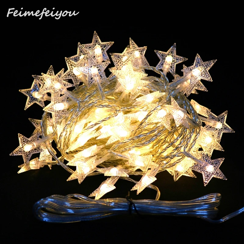 

Feimefeiyou IP44 10M 100 Fairy LED Star String Light Outdoor Waterproof Garland low voltage safely 31V (UPDATE SAFETY VERSION)