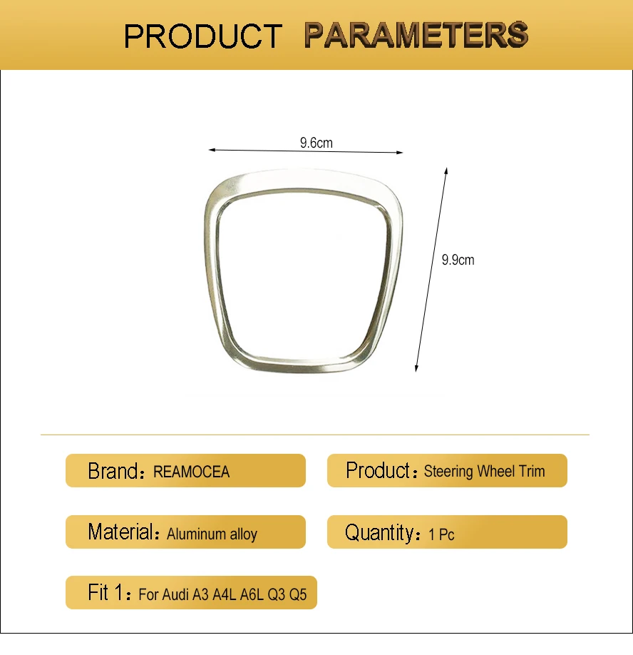 Reamocea автомобильный Стайлинг алюминиевый сплав авто руль наклейка эмблема отделка рамка наклейка для Audi A3 A4L A6L Q3 Q5