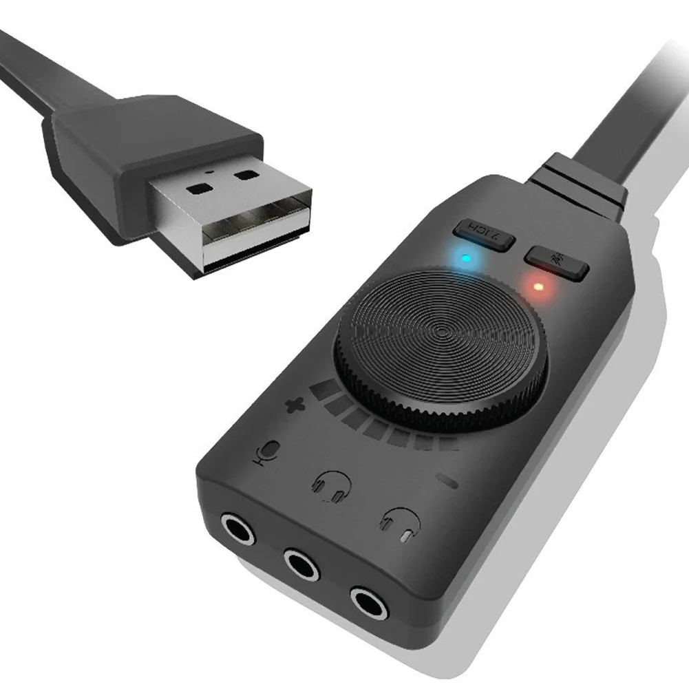 GS3 аудио Виртуальный 7,1 канальный адаптер Внешний USB 3,5 мм гарнитура конвертер Черный стерео звуковая карта для ПК настольный ноутбук#19