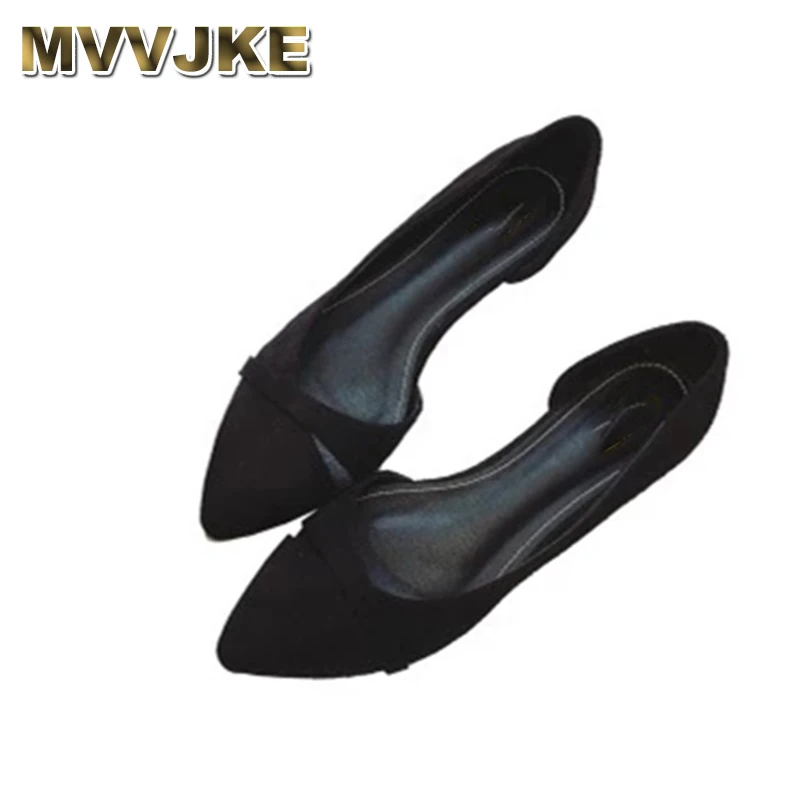 

MVVJKE Woman Simple Lesisure Shoes For Walking No Heel Slip-on Shallow Toe Flock Fashion
