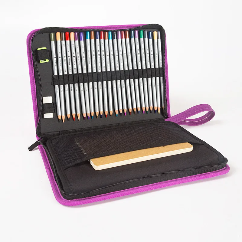

72 Holders 3 Layers PU Leather Pencils Case School Stationery Large Capacity Colored Pencil Bag For Student Gift Art Supplies