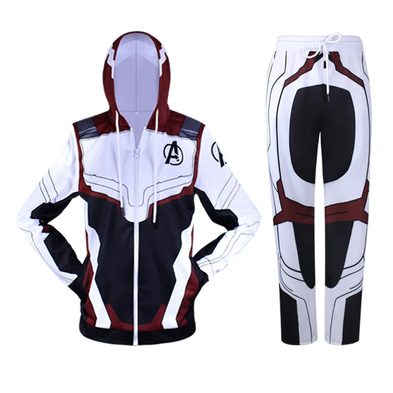Costumes Avengers Endgame Quantum Realm Cosplay Sweatshirt Hoodie pants Tech Hooded Superhero America Captain Marvel Zipper