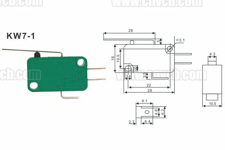 KW7-1 Mini operation steel wire hinge lever type elevator micro switch/micro switch 15a 250vac/ long lever switch