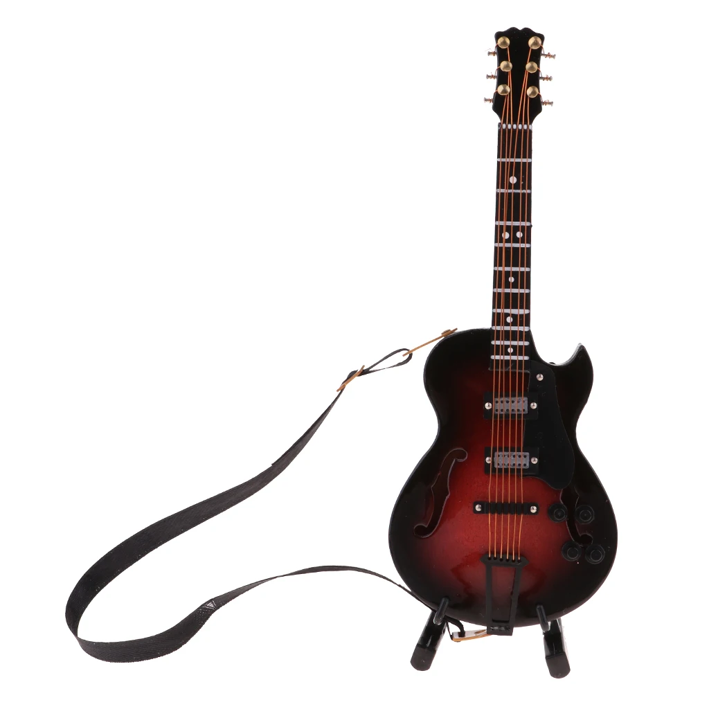 Music Instrument 14cm Acoustic Guitar for Action Figures Dolls House Accessories Life Scenes Decor 1/8 Acoustic Guitar