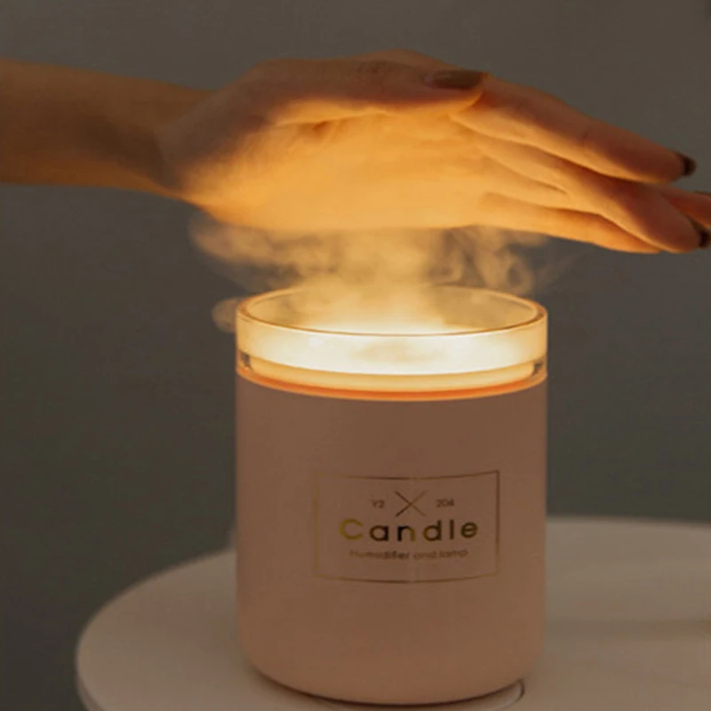 

Hot Selling Creative Candle Humidifier 280ml Pure Type Warm Light Desktop Air Humidifier Purifier Home Office Car Mist Maker
