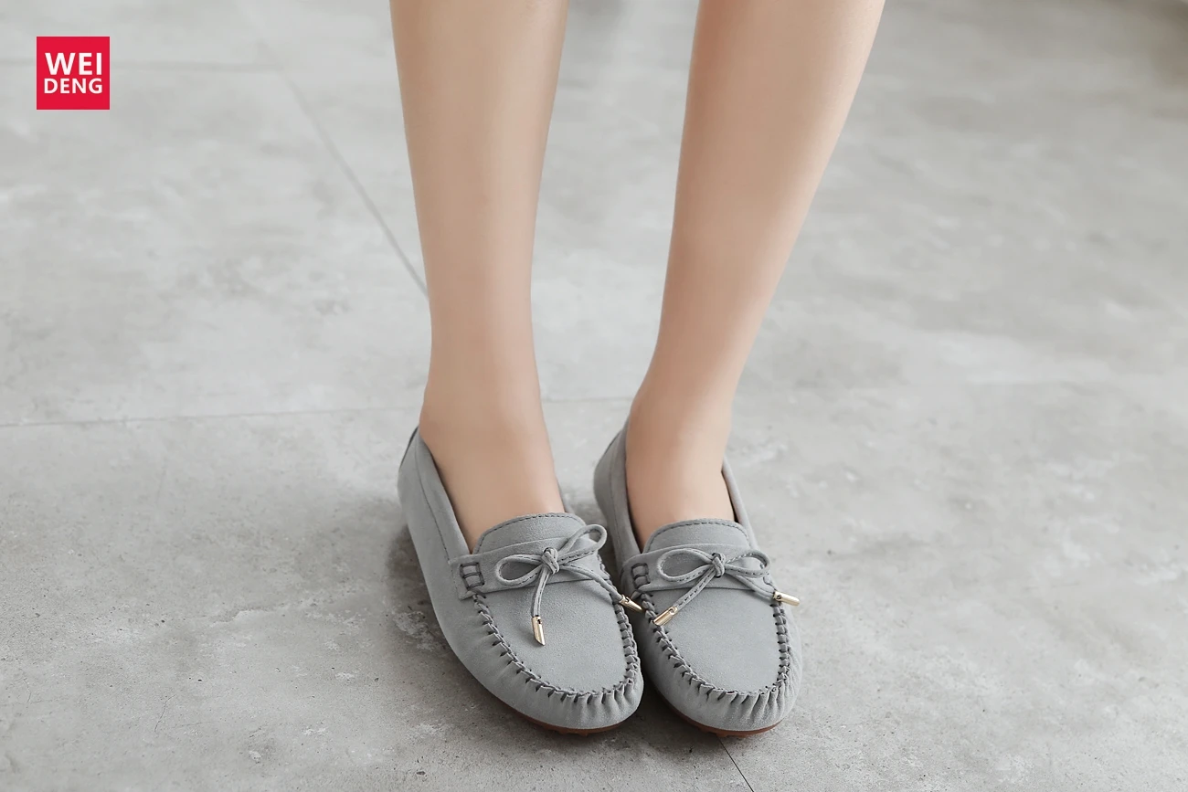 

WeiDeng Autumn Women Casual Cow Suede Boat Comfortable Flat Fashion Tenis Masculino Adulto Slip On Shoes Loafers Zapatos Mujer