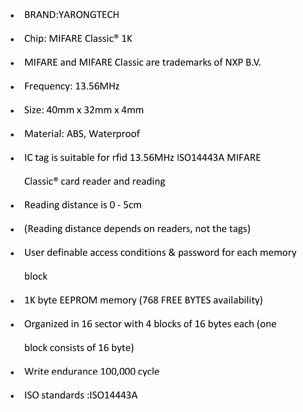 10 PCS водонепроницаемый ABS 13,56 ISO14443A S50 1k NFC маркер RFID, RFID брелок, RFID тег