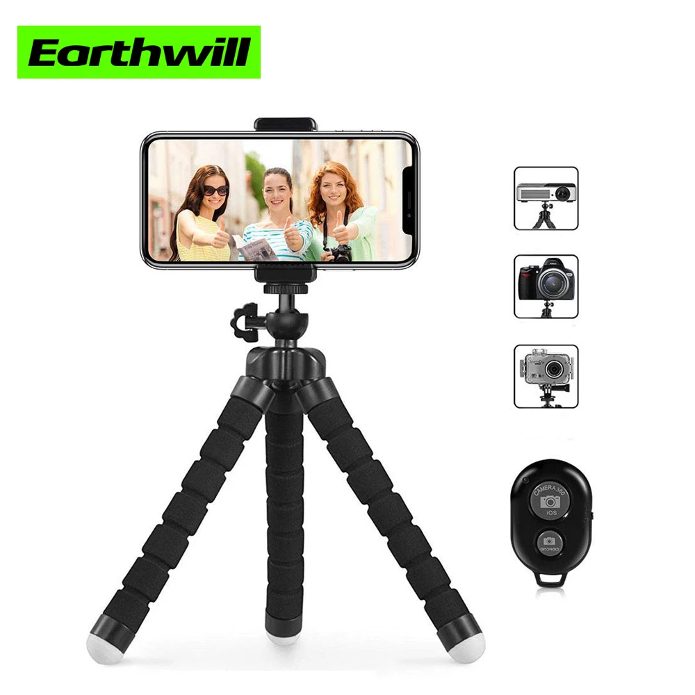 

Phone Tripod Flexible and Portable Cell Phone Tripod with Remote Shutter and Universial Clip for Phone Camera Sports Gopro