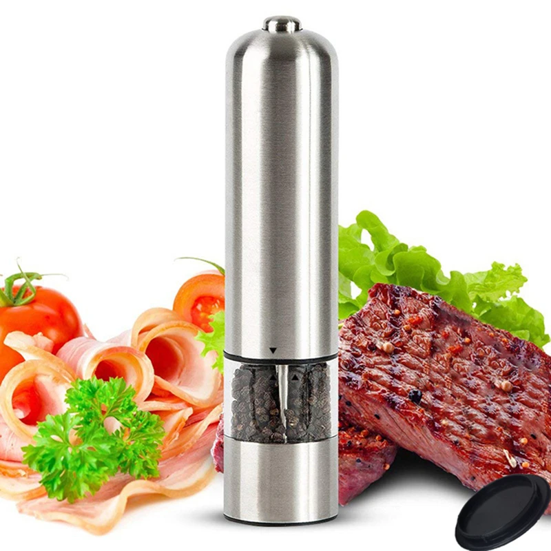 

1 Piece Pepper Grinder Stainless Steel Electric Pepper Mill With LED Lights Spice Mill Kitchen BBQ Tools Salt And Pepper Grinder