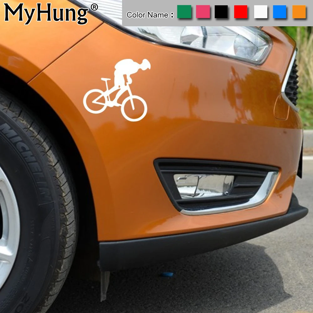 

10.8*10.9CM New Vinyl Cycling Bicycle Boy Cartoon Windows Sticker Dirt Bike Motorcycle Car Body Stickers Car Decals Car Styling