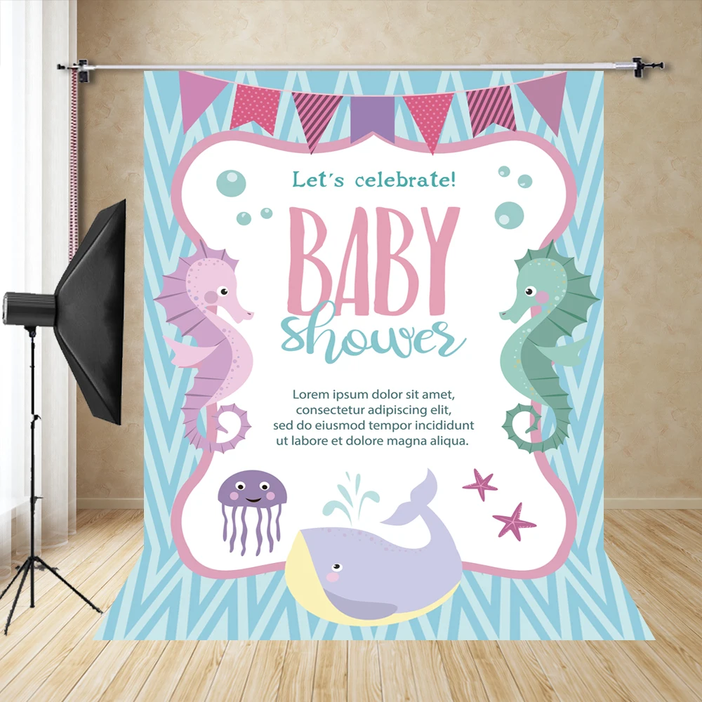 

Baby shark birthday Backdrop for Photographyh under the sea Photo Background party banner decoration table dessert LW-1151
