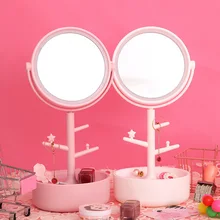 СВЕТОДИОДНЫЙ огни макияж Декоративные Зеркало для одевания настольные украшения хранения коробочка с зеркалом для Женщины Подарки группа ламп зеркало для ванной комнаты