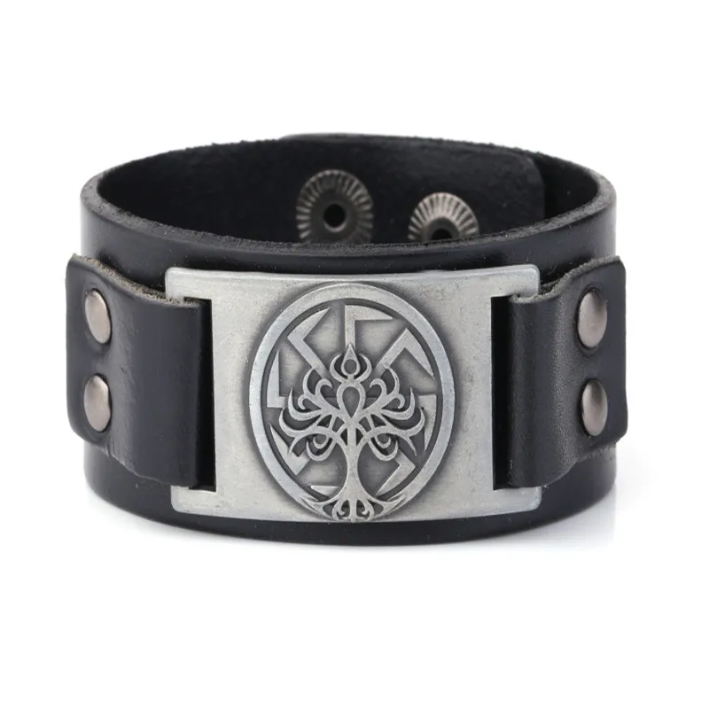 High Grade Women Men Viking Leather Bracelet The World Tree Yggdrasil And Nordic Totem Pattern Provide Dropshipping | Украшения и