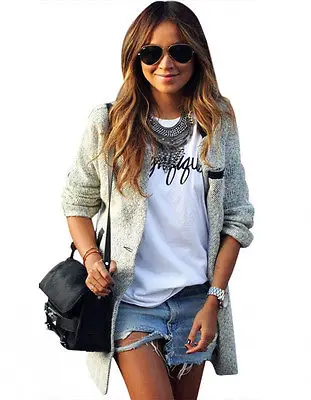 

Women Cardigan Loose Long Sleeve Knitted blend Outwear Jacket Coat female lady winter coats