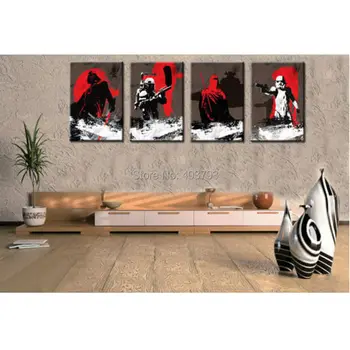 

OIL PAINTING MODERN WALL DECO ART CANVAS,Star Wars Man 4pc (No stretch)