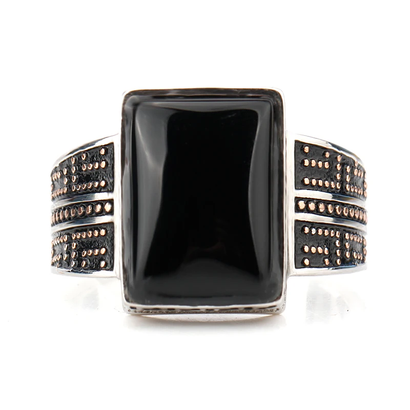 Кольцо с черным агатом для мужчин, 925 пробы, серебряное, геометрическое, прямоугольное, маленькое, циркониевое кольцо, хорошее ювелирное изделие, подходит для мужчин, свадебный подарок