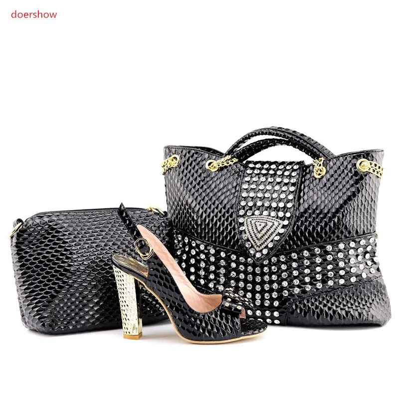 

doershow New Design Italian Shoes With Matching Bag Set Fashion Italy Shoes And Bag To Match African Women Shoes For party QV1-1