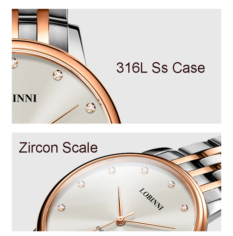 Швейцарские роскошные брендовые наручные часы LOBINNI 7 мм, ультра-тонкие кварцевые часы для мужчин, модные стильные водонепроницаемые часы L3010W
