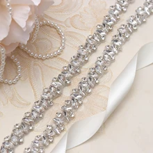 Бриллиантовый свадебный пояс MissRDress с золотыми кристаллами для свадебного платья, стразы для свадебного платья JK863