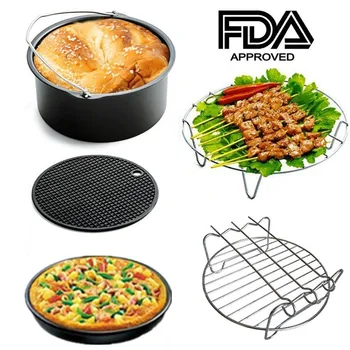 

Quality Fryer Accessory 5Pcs/Set 7/8 inch Air Fryer Accessories Set For Air Frying Pan Round Square Baking Baskets Drop Shipping