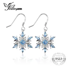 Jewelrypalace 1.54ct del copo de nieve azul natural topaz cuelga los pendientes genuino 925 pendiente de plata esterlina para las mujeres de joyería de moda