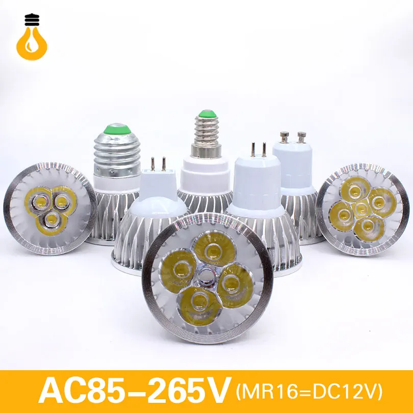 

1pcs/lot New High Power Led MR16 GU5.3GU10 E27 9w12w15w Dimmable Led Spotlight Warm Cool White MR 16 12V Bulb Lamp