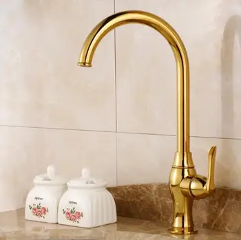 

Kitchen faucet Golden Copper water tap cold and hot Sink faucet Vegetable washing basin sink mixer 360 degree rotating faucet