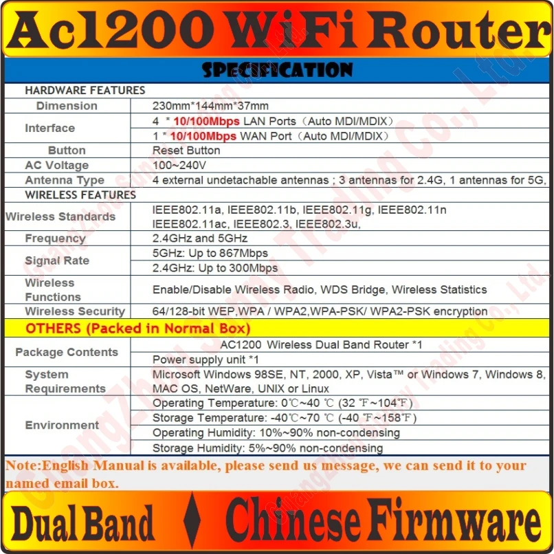 TL-WDR5620 ac1200 -spec