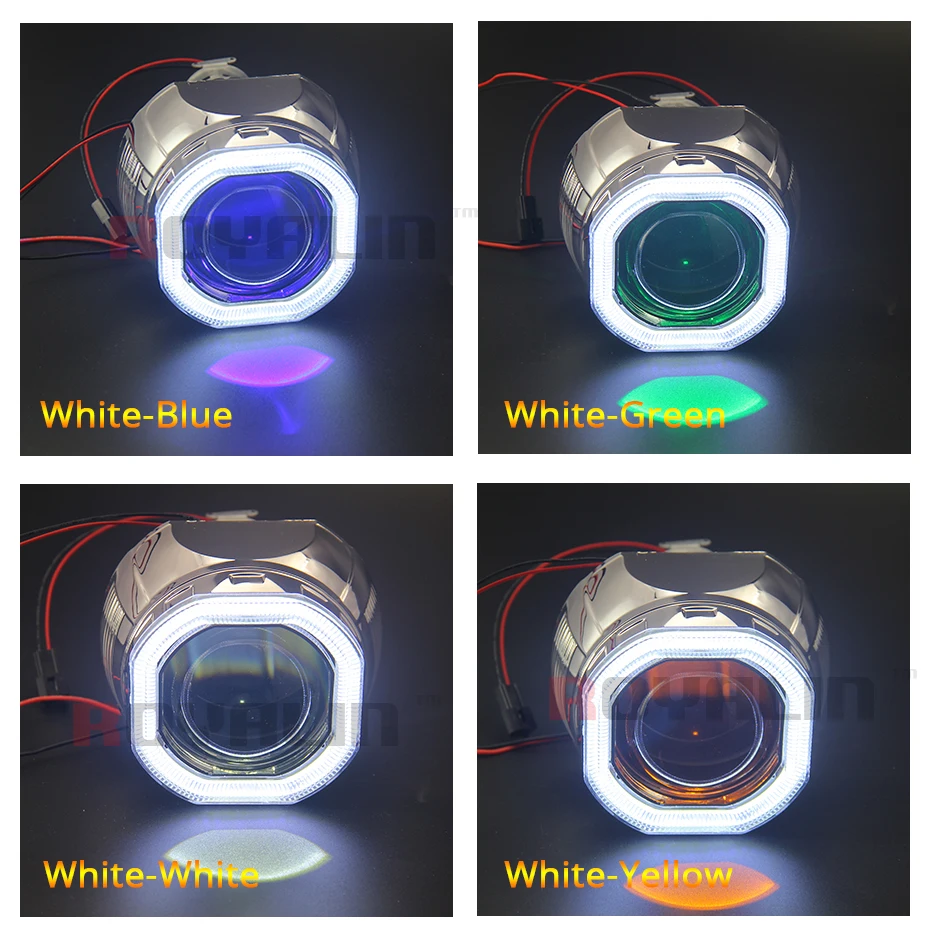 ROYALIN DRL квадратная фара Mini 2 5 объектив проектора W2 Bi Xenon H1 COB Светодиодная