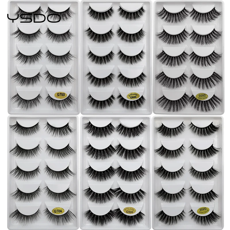 cheap 5 Pairs Mink Eyelashes 3D False Lashes winged thick Makeup Eyelash dramatic lashes Natural Volume Soft Fake Eye Lashes g800