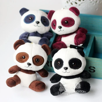 

Color Cute Plush Panda Keychains Keyrings Women Bag Accessories Charm Pendant Small Animal Stuffed Toy Key Holder Ethnic Gift