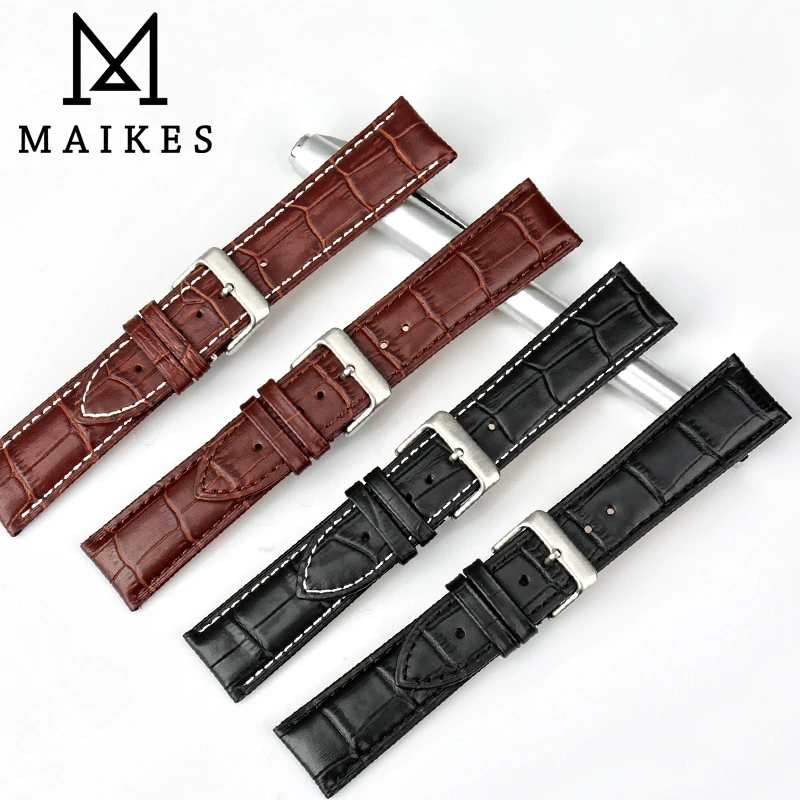 Ремешок для часов MAIKES из натуральной кожи черный браслет Tissot или Casio|watch
