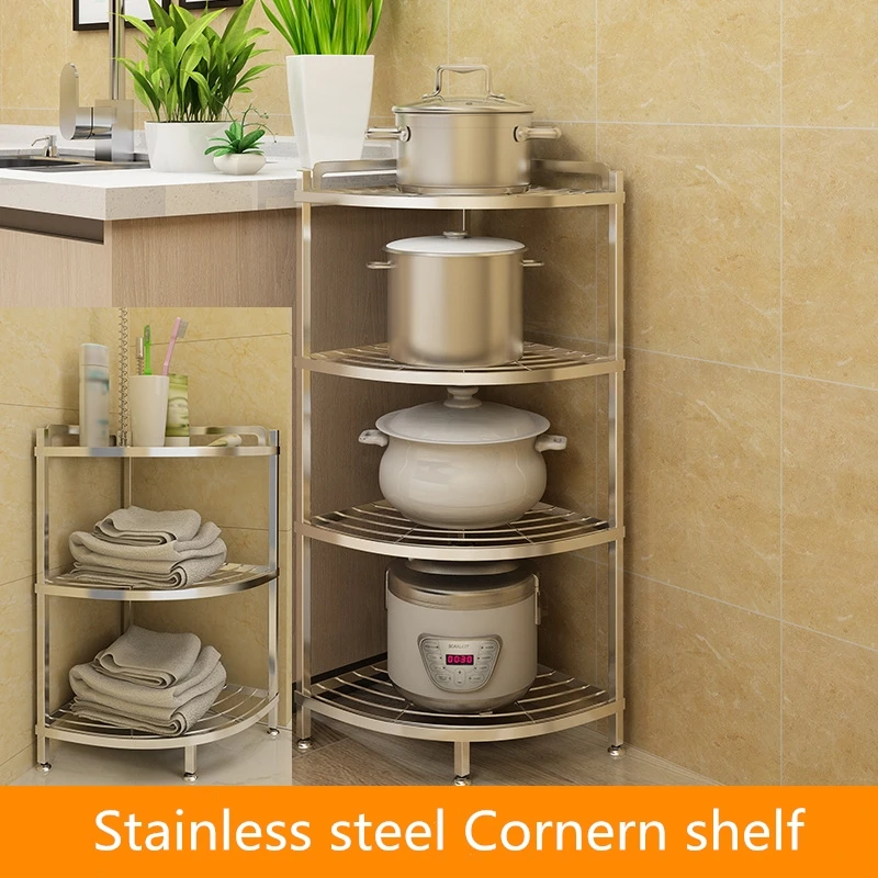 

Detachable kitchen corner rack, 304 stainless steel ,multi-layer triangular pot rack, bathroom storage rack,2/3/4 layer