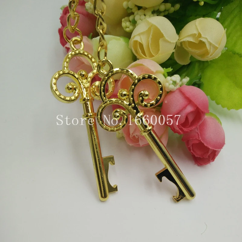 200pcs Wedding Favors Gift Gold Crown Key Shape Bottle Opener Keychain