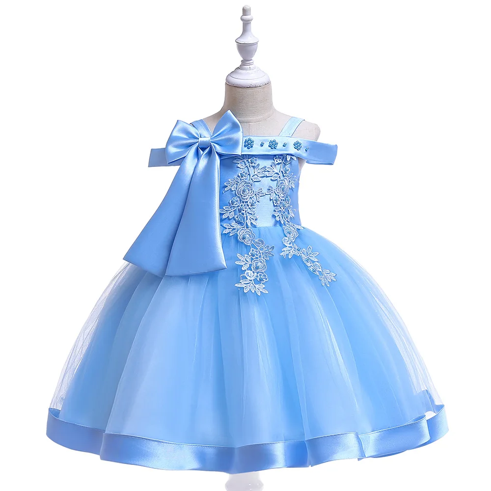 

2019 New Sling Shoulder Nail Bead Dress Decal Mesh Yarn Forging Cloth Children's Wedding Dress Camisole for Evening Wedding