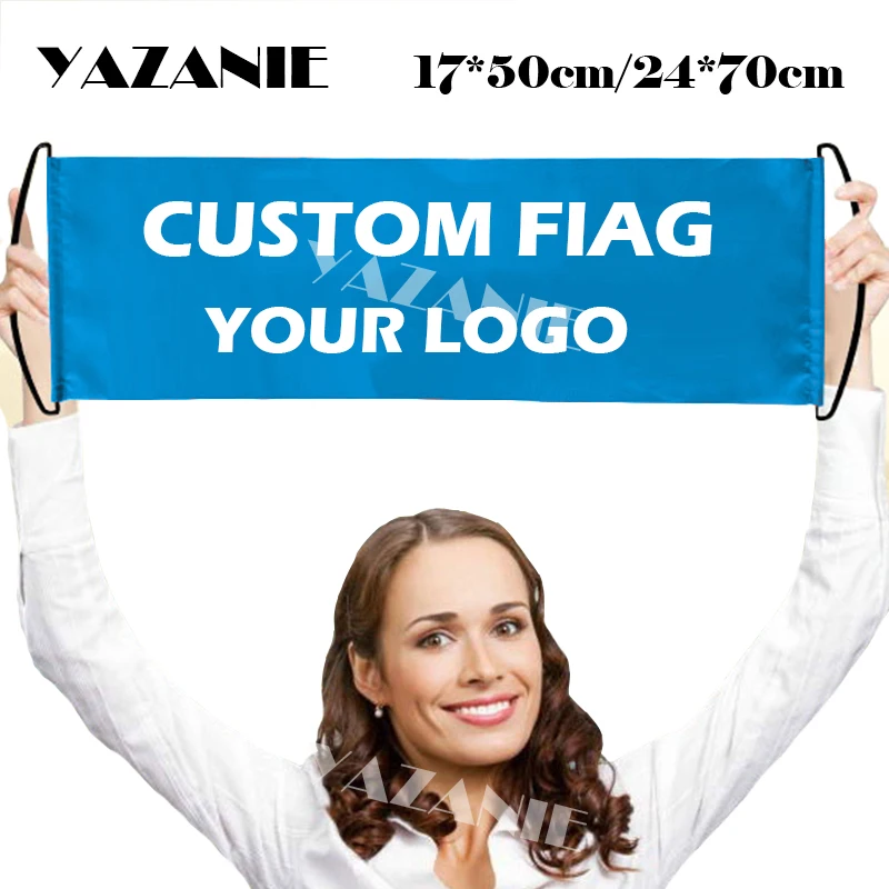 Yazanie 17*50cm/24*70cm Soft Satin Hand Held Custom Flag For Decoration