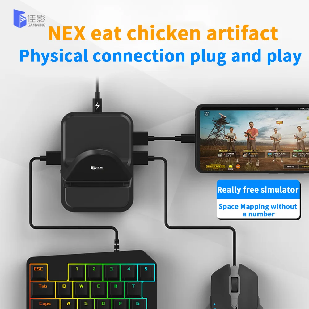 

Gamwing NEX PUBG Mouse Keyboard Android Mobile Phone Special Mobile Game Auxiliary Peripheral Gun Mouse and Keyboard Converter
