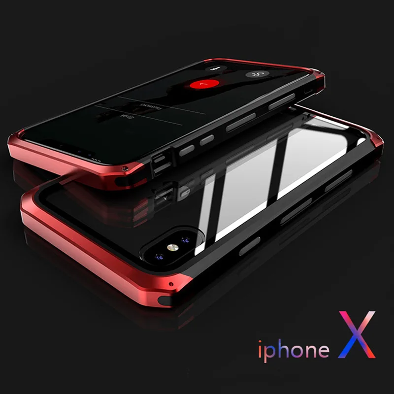 Роскошный Металлический стеклянный чехол для iphone XS MAX XR Алюминиевый