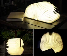 Free shipping Creative Wooden Foldable Foldable Pages Led Book Shape Night Light Lighting Portable Booklight Usb Rechargeable