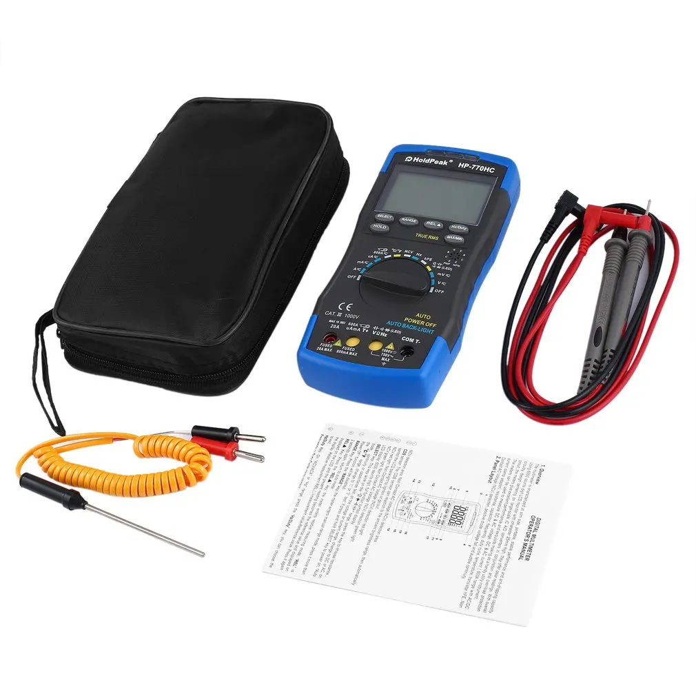 HoldPeak HP 770HC мультиметр True RMS Авто меняя цифровой с NCV & температура/частота/рабочий
