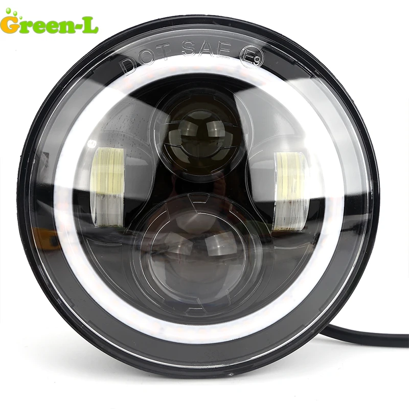 

Green-L 7 inch led car light For Harley Jeep Moto Headlight Round for Harley Headlamp Motorcycle lamp scooter Projector LED 1PC