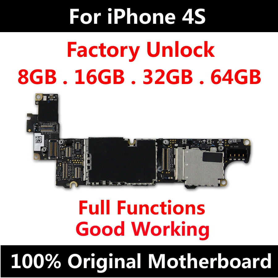 

8GB 16GB 32GB 64GB Original Mainboard For iPhone 4S Full Unlock Official Version Motherboard IOS Logic Board With Full Chips