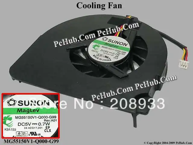 

For SUNON mg55150v1-q000-g99 Rev: a01 DC5v 0.7W notebook fan+cooling fan