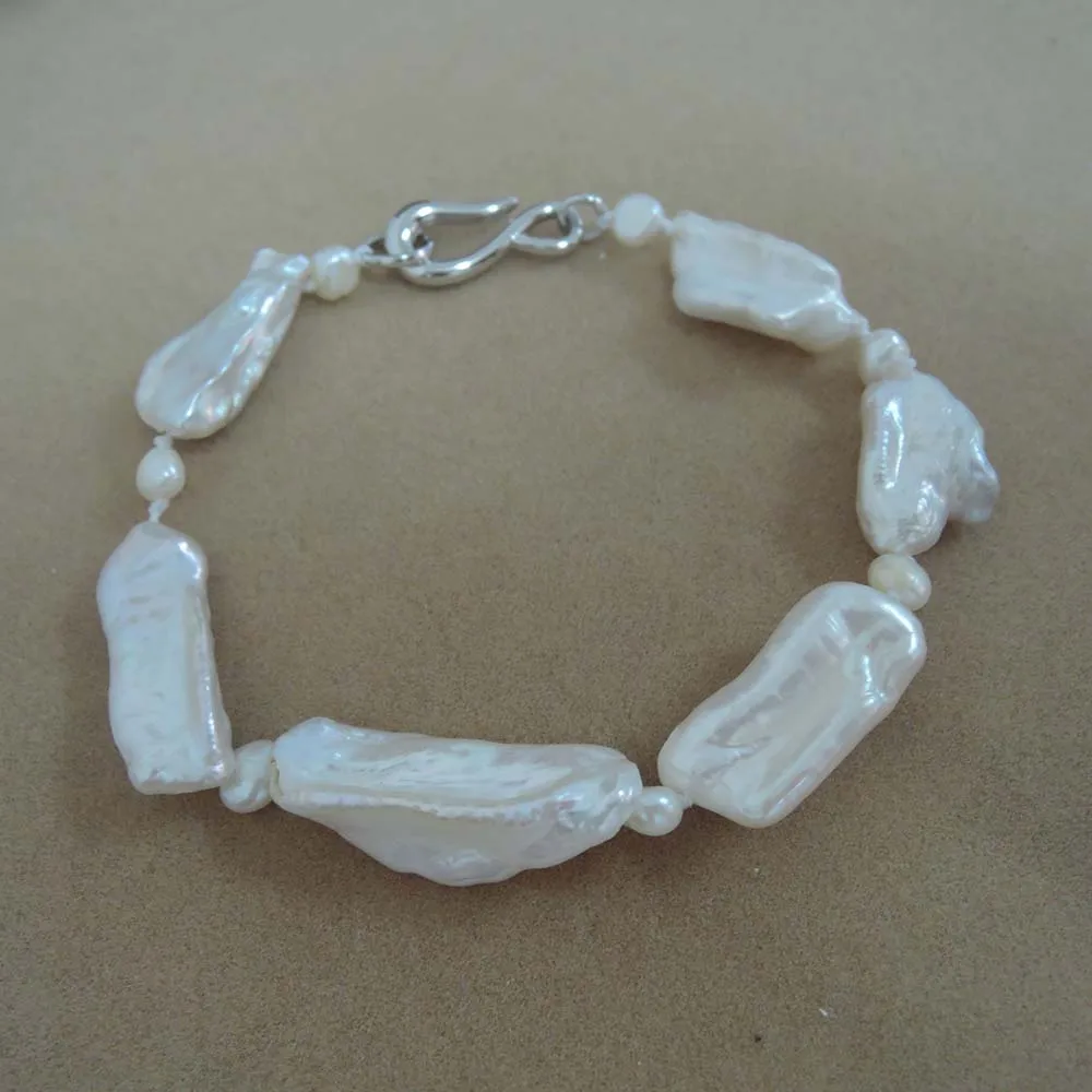 free shipping bIWA baroque shape bracelet 100% NATURE FRESHWATER Baroque PEARL BRACELET-with nice pearl clasp | Украшения и