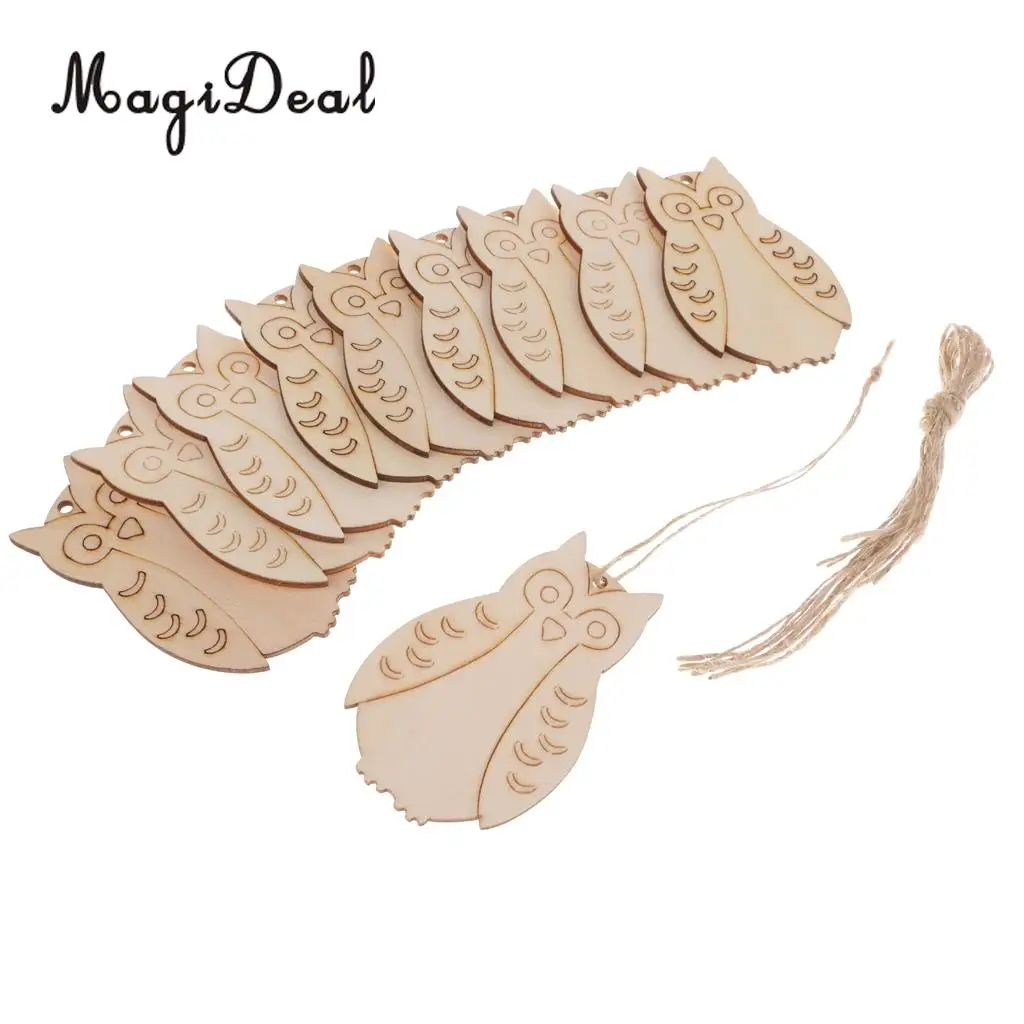 10pcs Unfinished Blank Tree Pendents Easter Egg Gecko Flower Beetle Mushroom Owl Hanging Gift Wooden Tags
